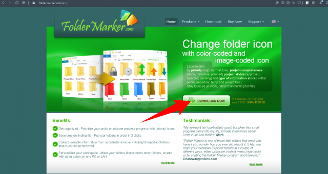 Go to the foldermarker.com website and click on the Download button