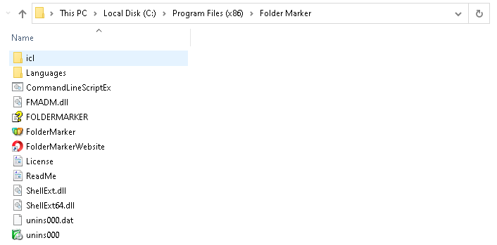 Go to c:\Program Files (x86)\Folder Marker\icl