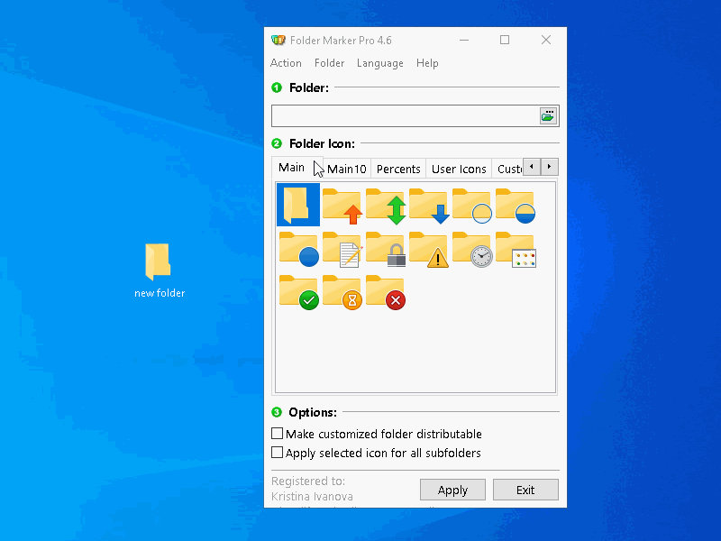 Windows 10 folders landscape-oriented in Folder Marker