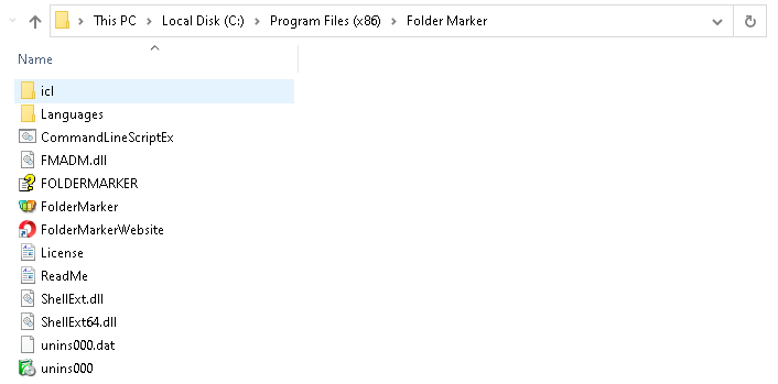 Go to the c:\Program Files (x86)\Folder Marker\icl\