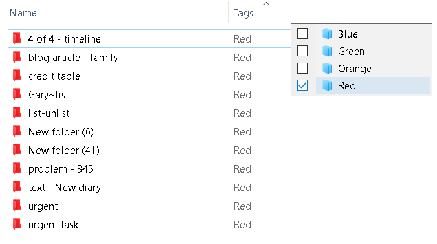 How to see red color folders