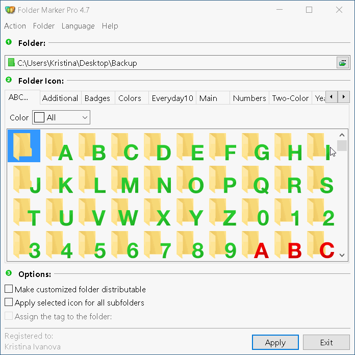 We have added 12 color choices to Letters&Numbers icons on Windows 10 and Windows 11