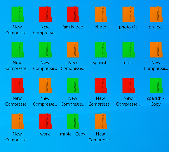 The example of color code zipped files system