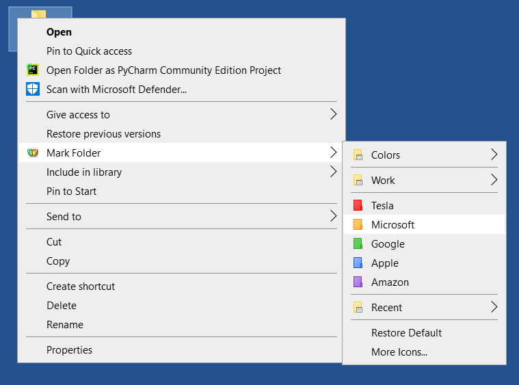 Customized menu with Company folders